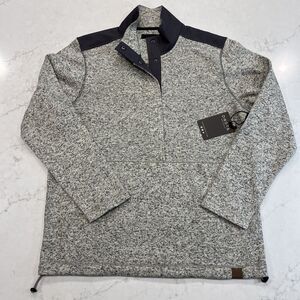 Dakota Grizzly NEW L Dobbs Fleece 1/4 Snap Pullover Jacket Sweater Cream Gray